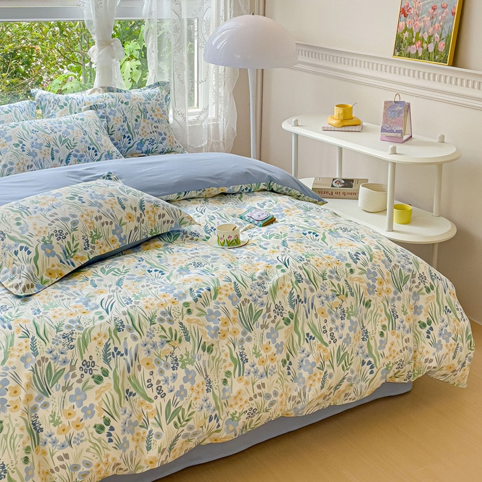 91家纺网 家纺一手货源 找家纺 金鑫汇家纺 2025新款13070全棉好卖花型套件系列-四件套 踏青