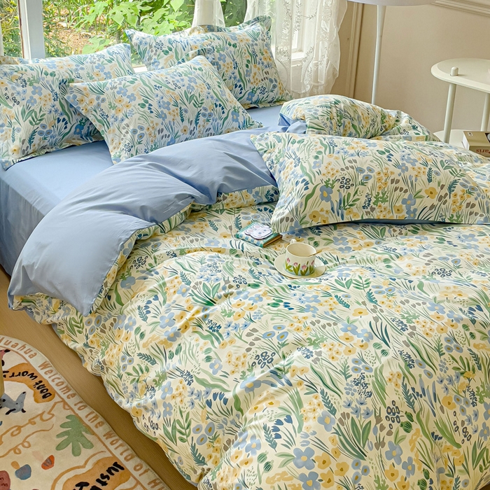 91家纺网 家纺一手货源 找家纺 金鑫汇家纺 2025新款13070全棉好卖花型套件系列-四件套 踏青