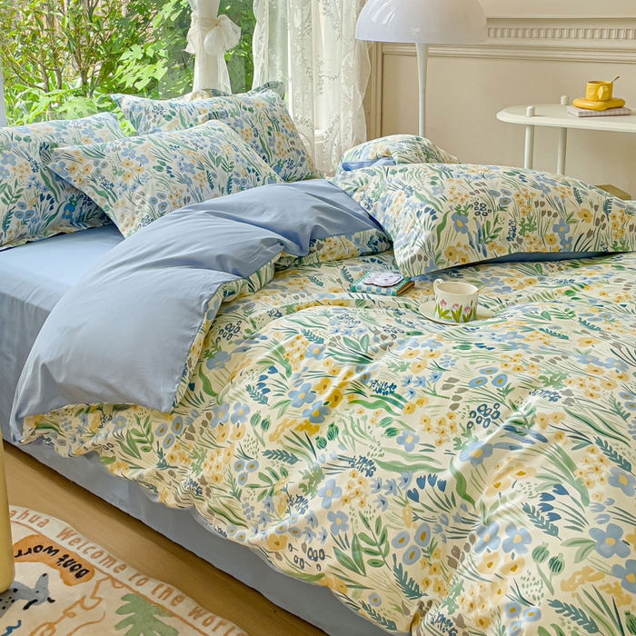 91家纺网 家纺一手货源 找家纺 金鑫汇家纺 2025新款13070全棉好卖花型套件系列-四件套 踏青