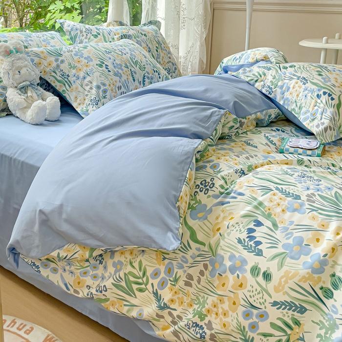 91家纺网 家纺一手货源 找家纺 金鑫汇家纺 2025新款13070全棉好卖花型套件系列-四件套 踏青