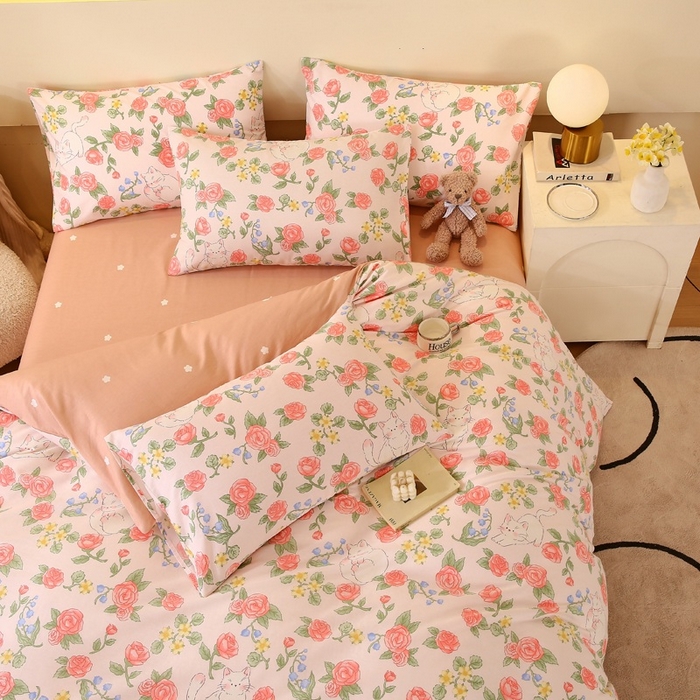 91家纺网 家纺一手货源 找家纺 金鑫汇家纺 2025新款13070全棉好卖花型套件系列-四件套 微洛花园