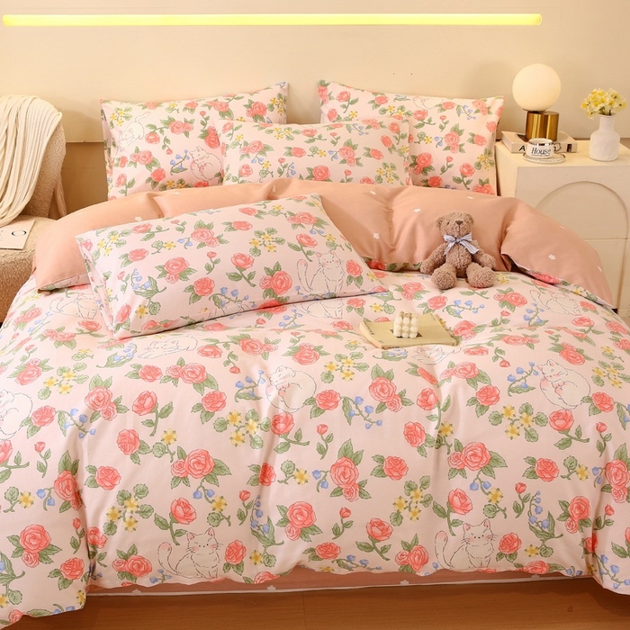 91家纺网 家纺一手货源 找家纺 金鑫汇家纺 2025新款13070全棉好卖花型套件系列-四件套 微洛花园