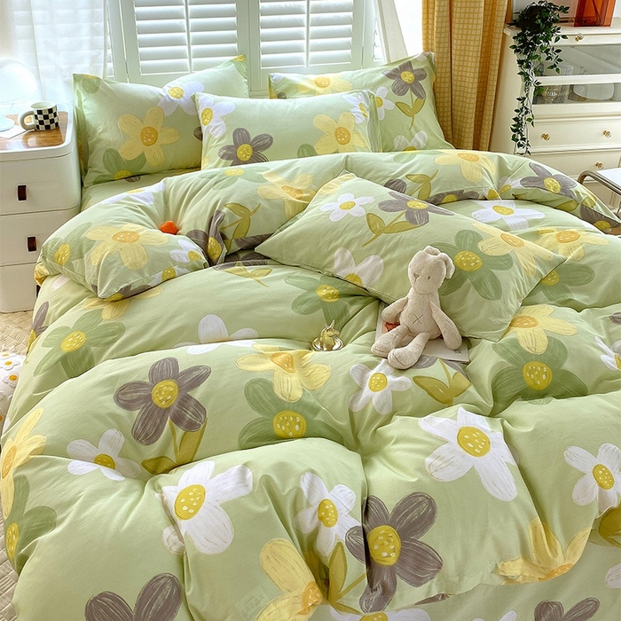 91家纺网 家纺一手货源 找家纺 金鑫汇家纺 2025新款13070全棉好卖花型套件系列-四件套 五彩缤纷