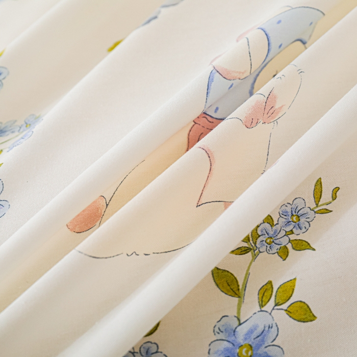 91家纺网 家纺一手货源 找家纺 金鑫汇家纺 2025新款13070全棉好卖花型套件系列-单被套 花丛兔