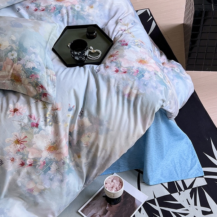 91家纺网 家纺一手货源 找家纺 金鑫汇家纺 2025新款13070全棉好卖花型套件系列-四件套 雾里寻花