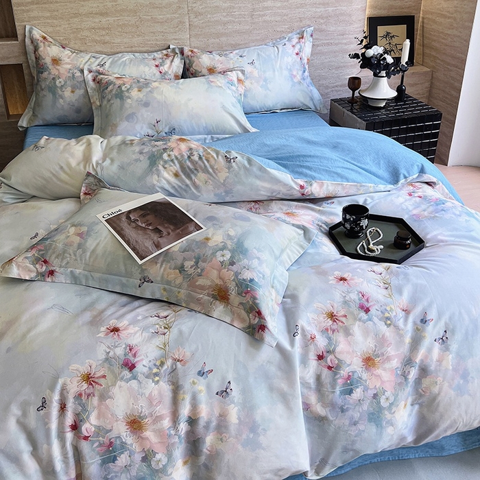 91家纺网 家纺一手货源 找家纺 金鑫汇家纺 2025新款13070全棉好卖花型套件系列-四件套 雾里寻花