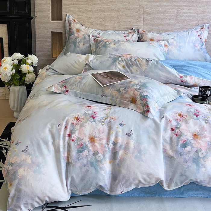 91家纺网 家纺一手货源 找家纺 金鑫汇家纺 2025新款13070全棉好卖花型套件系列-四件套 雾里寻花