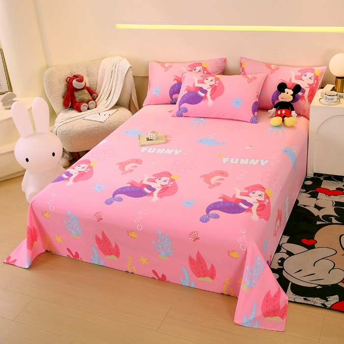 91家纺网 家纺一手货源 找家纺 金鑫汇家纺 2025新款13070全棉好卖花型套件系列-四件套 小美人鱼