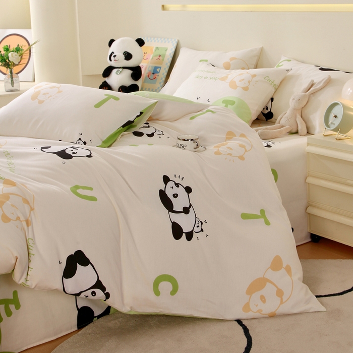 91家纺网 家纺一手货源 找家纺 金鑫汇家纺 2025新款13070全棉好卖花型套件系列-单被套 可爱熊猫