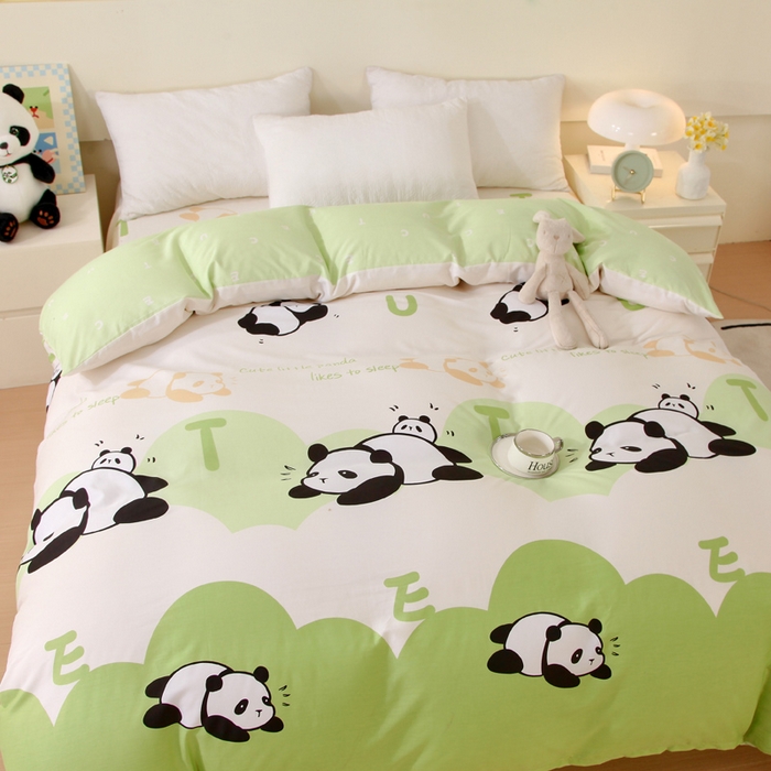 91家纺网 家纺一手货源 找家纺 金鑫汇家纺 2025新款13070全棉好卖花型套件系列-单被套 可爱熊猫