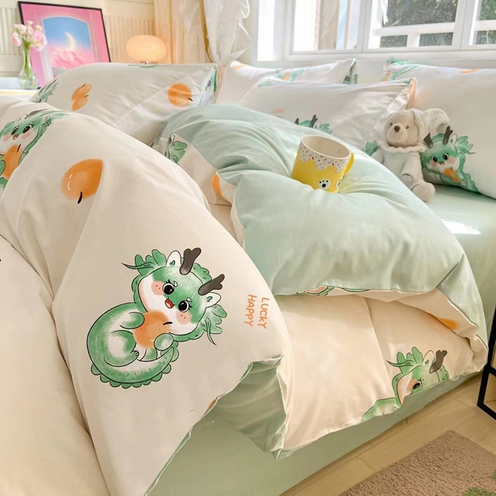 91家纺网 家纺一手货源 找家纺 金鑫汇家纺 2025新款13070全棉好卖花型套件系列-四件套 小青龙