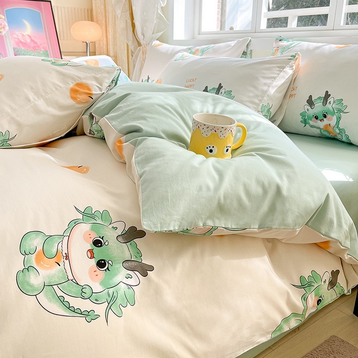 91家纺网 家纺一手货源 找家纺 金鑫汇家纺 2025新款13070全棉好卖花型套件系列-四件套 小青龙