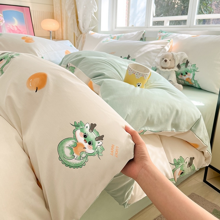 91家纺网 家纺一手货源 找家纺 金鑫汇家纺 2025新款13070全棉好卖花型套件系列-四件套 小青龙