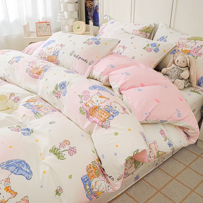 91家纺网 家纺一手货源 找家纺 金鑫汇家纺 2025新款13070全棉好卖花型套件系列-单被套 喵喵日记