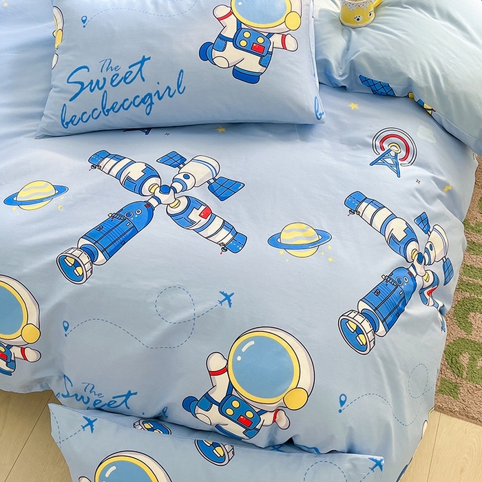 91家纺网 家纺一手货源 找家纺 金鑫汇家纺 2025新款13070全棉好卖花型套件系列-四件套 宇宙奥秘