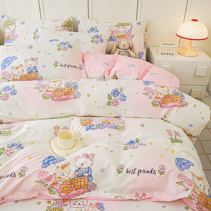 91家纺网 家纺一手货源 找家纺 金鑫汇家纺 2025新款13070全棉好卖花型套件系列-单被套 喵喵日记