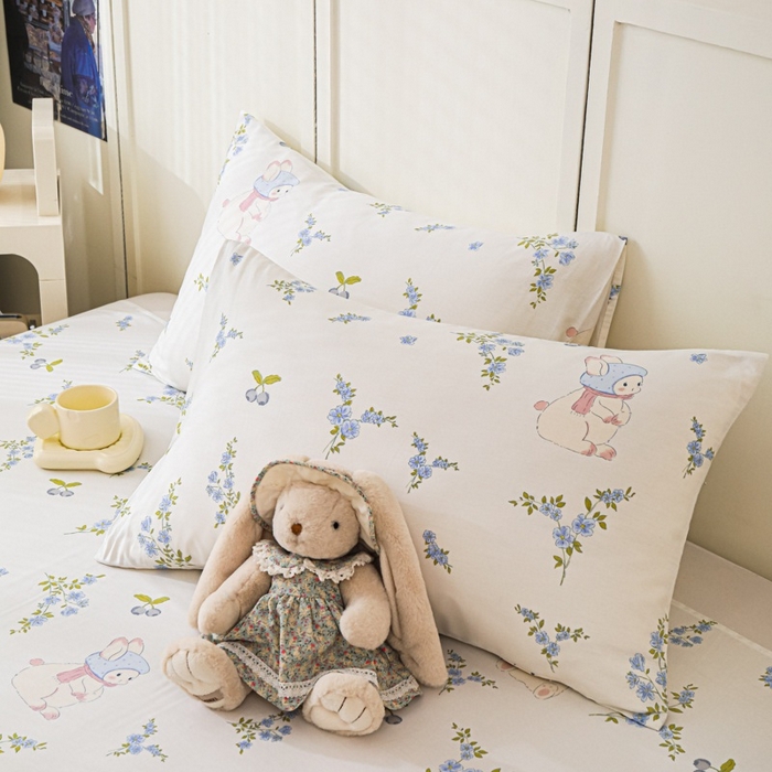 91家纺网 家纺一手货源 找家纺 金鑫汇家纺 2025新款13070全棉好卖花型套件系列-四件套 花丛兔