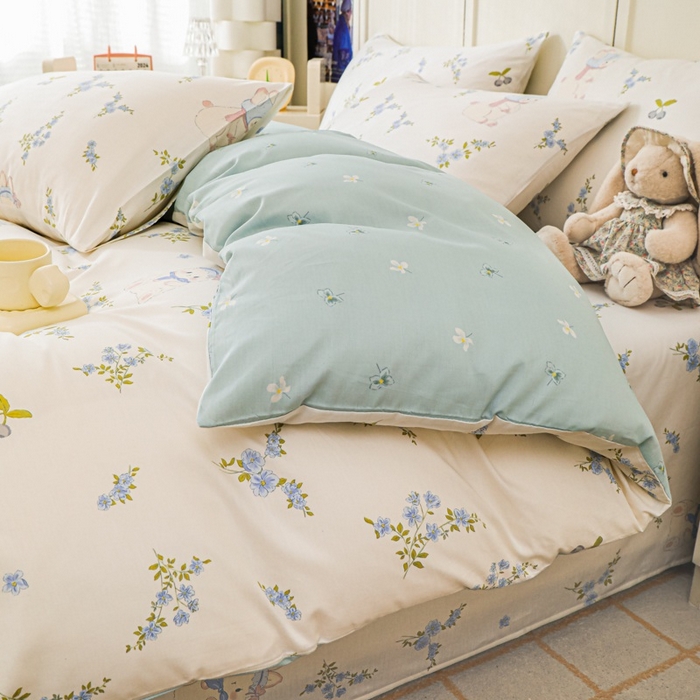 91家纺网 家纺一手货源 找家纺 金鑫汇家纺 2025新款13070全棉好卖花型套件系列-四件套 花丛兔