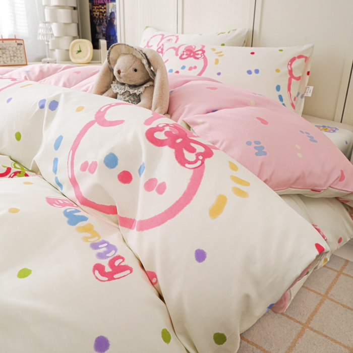 91家纺网 家纺一手货源 找家纺 金鑫汇家纺 2025新款13070全棉好卖花型套件系列-单被套 奇趣小兔