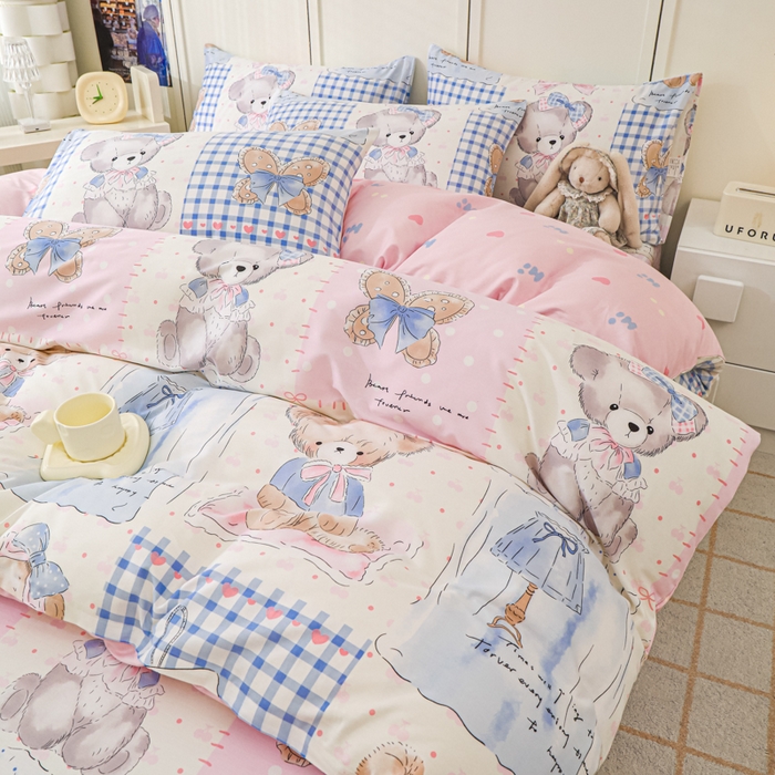 91家纺网 家纺一手货源 找家纺 金鑫汇家纺 2025新款13070全棉好卖花型套件系列-单被套 熊熊精灵