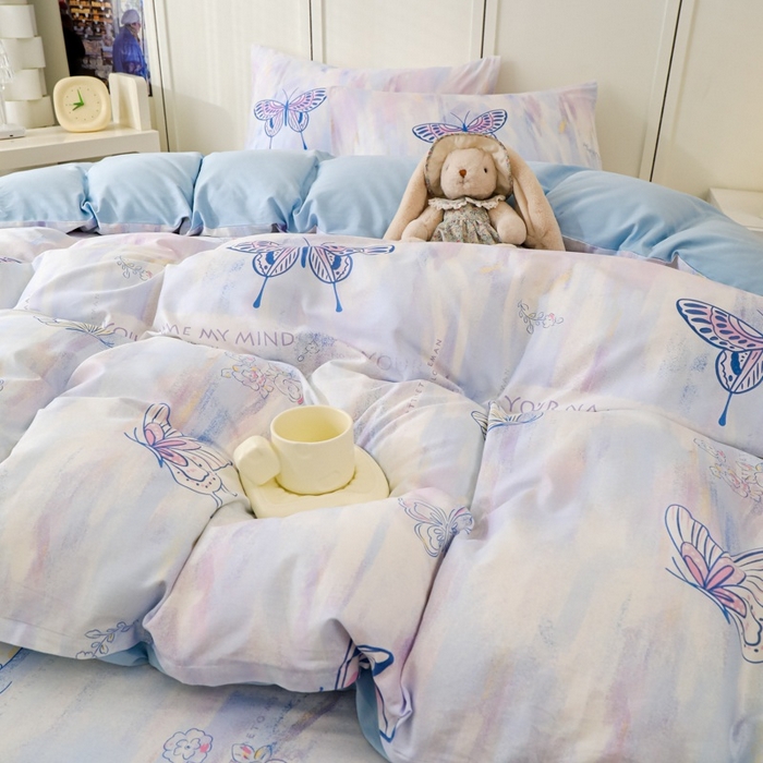 91家纺网 家纺一手货源 找家纺 金鑫汇家纺 2025新款13070全棉好卖花型套件系列-四件套 梦蝶