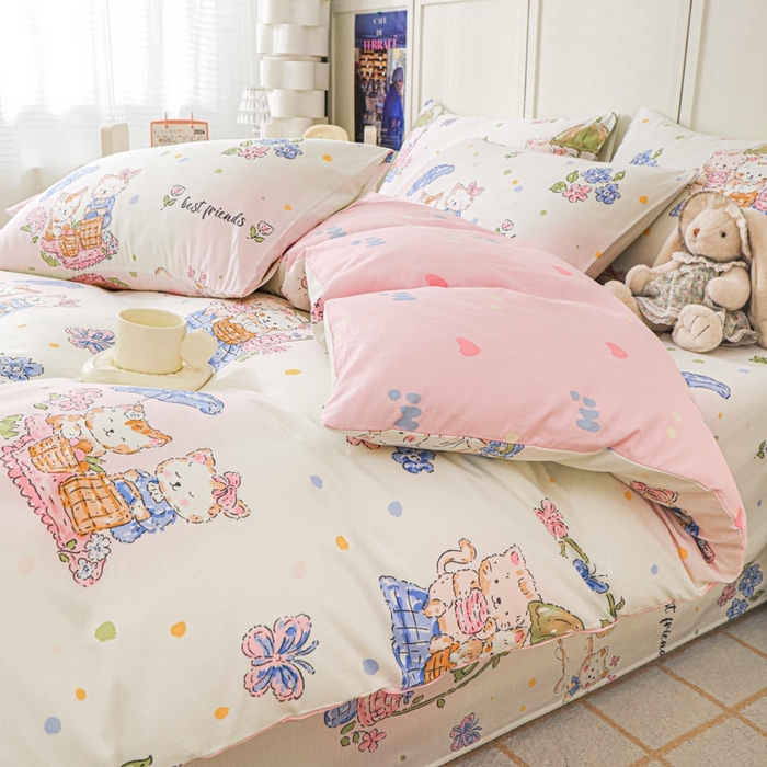 91家纺网 家纺一手货源 找家纺 金鑫汇家纺 2025新款13070全棉好卖花型套件系列-四件套 喵喵日记