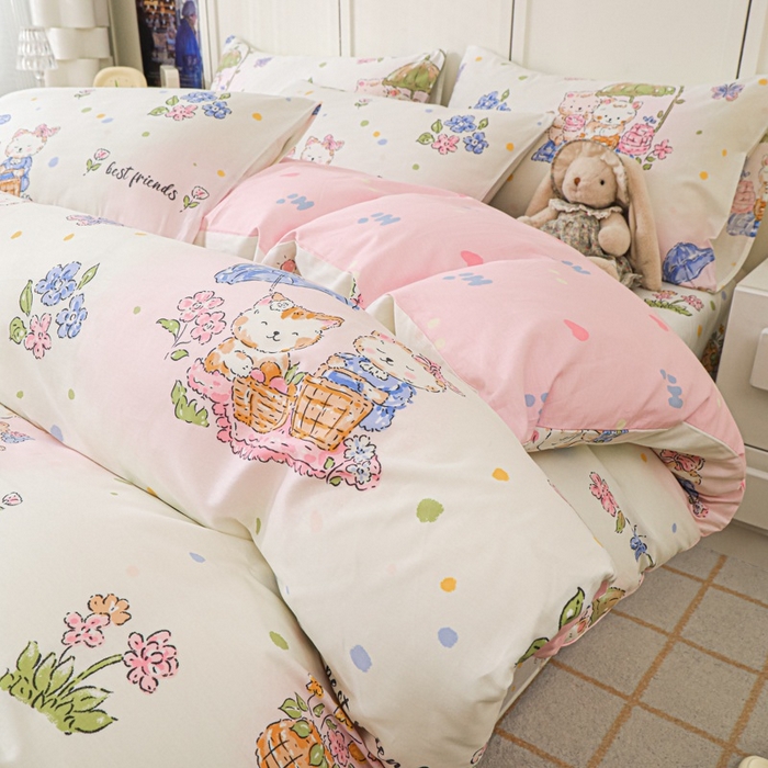 91家纺网 家纺一手货源 找家纺 金鑫汇家纺 2025新款13070全棉好卖花型套件系列-四件套 喵喵日记