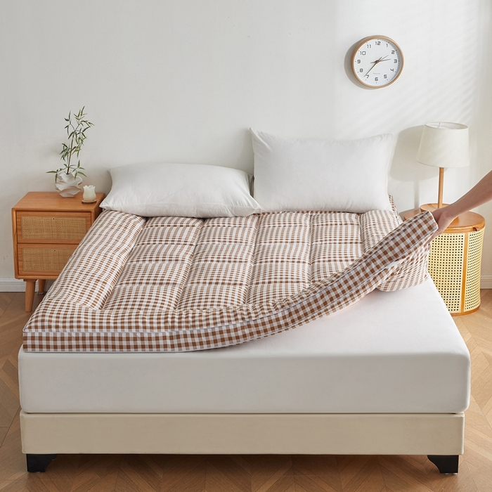 元昊床垫 2025新款新疆棉花床垫学生宿舍床褥子垫被软垫棉花垫子 格子咖