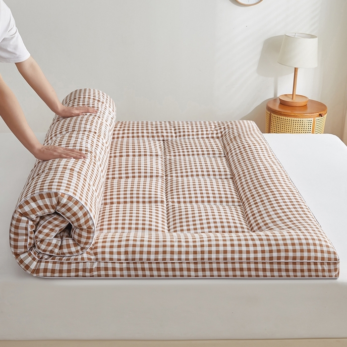 91家纺网 家纺一手货源 找家纺 元昊床垫 2025新款新疆棉花床垫学生宿舍床褥子垫被软垫棉花垫子 格子咖