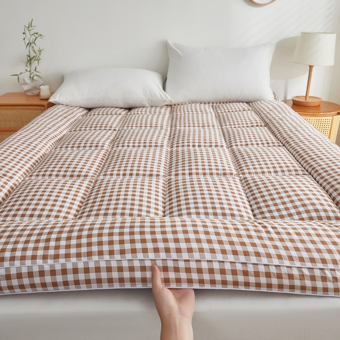 91家纺网 家纺一手货源 找家纺 元昊床垫 2025新款新疆棉花床垫学生宿舍床褥子垫被软垫棉花垫子 格子咖