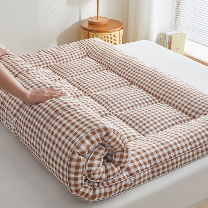 91家纺网 家纺一手货源 找家纺 元昊床垫 2025新款新疆棉花床垫学生宿舍床褥子垫被软垫棉花垫子 格子咖