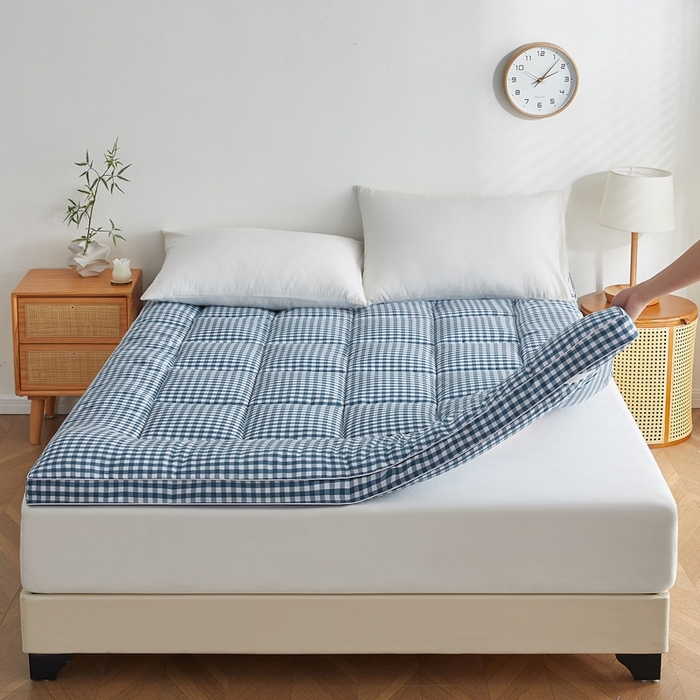 元昊床垫 2025新款新疆棉花床垫学生宿舍床褥子垫被软垫棉花垫子 格子蓝