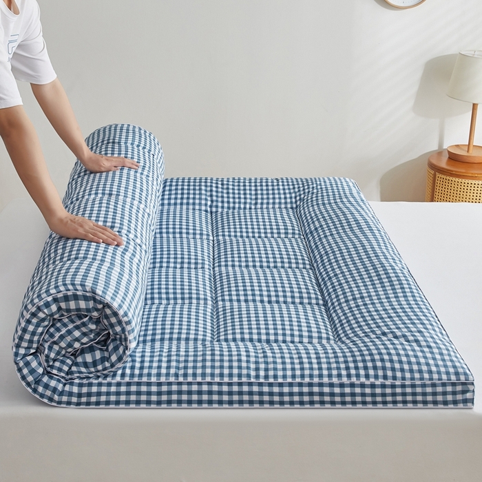 91家纺网 家纺一手货源 找家纺 元昊床垫 2025新款新疆棉花床垫学生宿舍床褥子垫被软垫棉花垫子 格子蓝