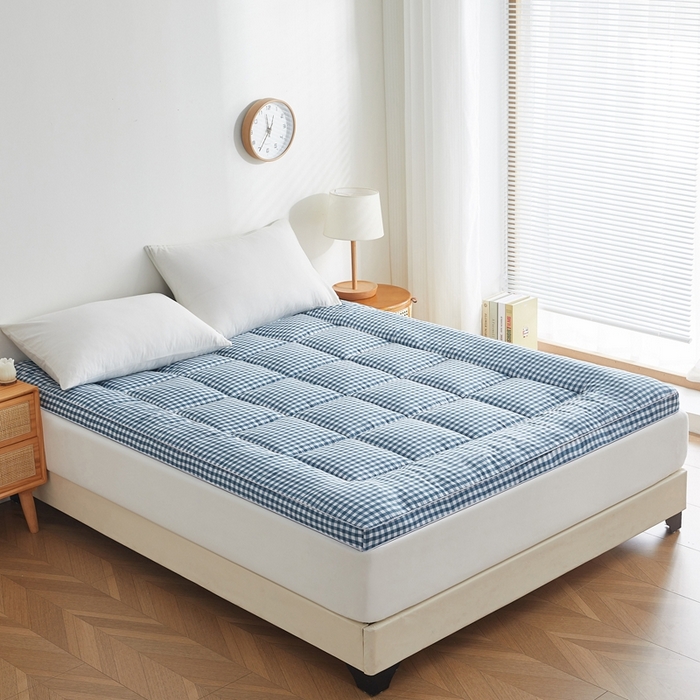 91家纺网 家纺一手货源 找家纺 元昊床垫 2025新款新疆棉花床垫学生宿舍床褥子垫被软垫棉花垫子 格子蓝