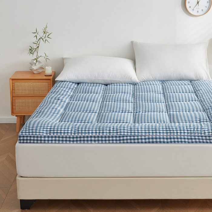 91家纺网 家纺一手货源 找家纺 元昊床垫 2025新款新疆棉花床垫学生宿舍床褥子垫被软垫棉花垫子 格子蓝