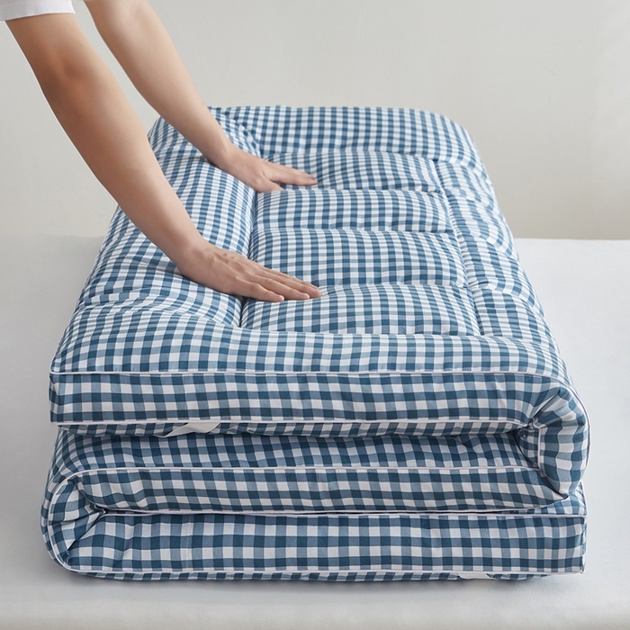 91家纺网 家纺一手货源 找家纺 元昊床垫 2025新款新疆棉花床垫学生宿舍床褥子垫被软垫棉花垫子 格子蓝