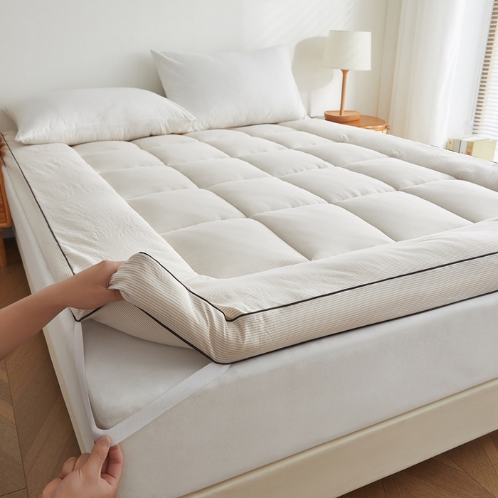 91家纺网 家纺一手货源 找家纺 元昊床垫 2025新款新疆棉花床垫学生宿舍床褥子垫被软垫棉花垫子 条纹咖