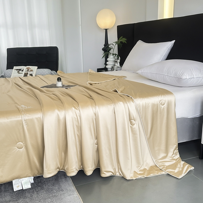 91家纺网 家纺一手货源 找家纺 织布人 2025新款夏被凉感丝大豆被夏凉被单人被轻奢学生宿舍空调被子被芯 凉感丝大豆夏被-奶油色