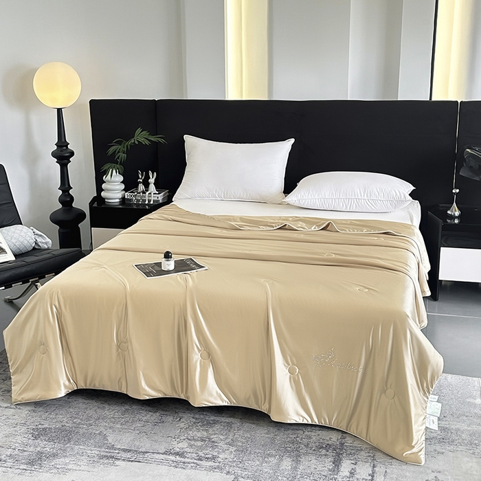 91家纺网 家纺一手货源 找家纺 织布人 2025新款夏被凉感丝大豆被夏凉被单人被轻奢学生宿舍空调被子被芯 凉感丝大豆夏被-奶油色