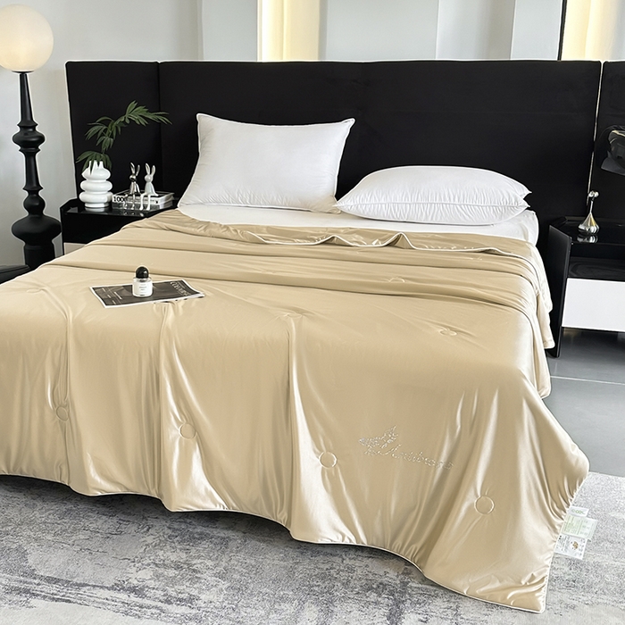 91家纺网 家纺一手货源 找家纺 织布人 2025新款夏被凉感丝大豆被夏凉被单人被轻奢学生宿舍空调被子被芯 凉感丝大豆夏被-奶油色