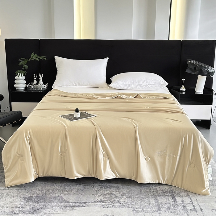 91家纺网 家纺一手货源 找家纺 织布人 2025新款夏被凉感丝大豆被夏凉被单人被轻奢学生宿舍空调被子被芯 凉感丝大豆夏被-奶油色