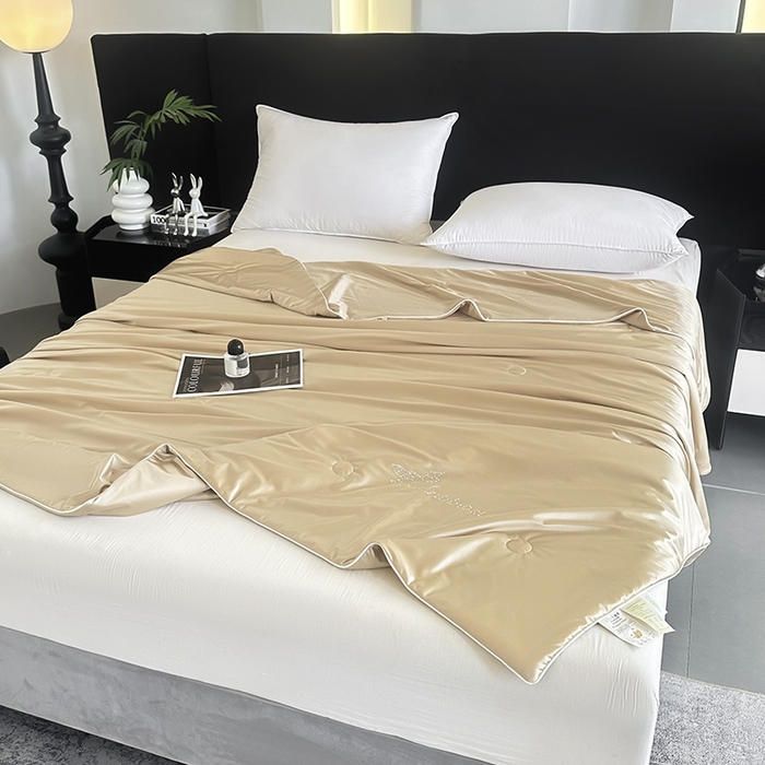 91家纺网 家纺一手货源 找家纺 织布人 2025新款夏被凉感丝大豆被夏凉被单人被轻奢学生宿舍空调被子被芯 凉感丝大豆夏被-奶油色