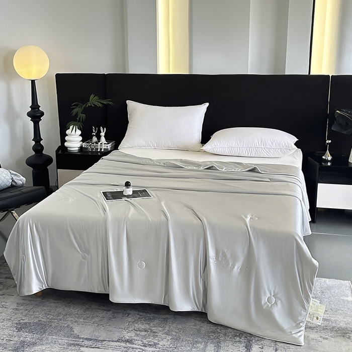 91家纺网 家纺一手货源 找家纺 织布人 2025新款夏被凉感丝大豆被夏凉被单人被轻奢学生宿舍空调被子被芯 凉感丝大豆夏被-奢华灰