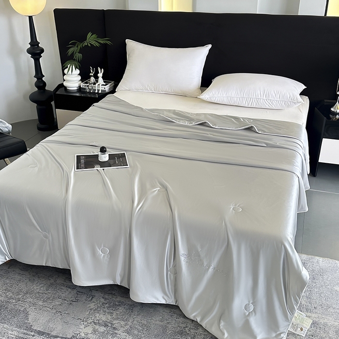 91家纺网 家纺一手货源 找家纺 织布人 2025新款夏被凉感丝大豆被夏凉被单人被轻奢学生宿舍空调被子被芯 凉感丝大豆夏被-奢华灰