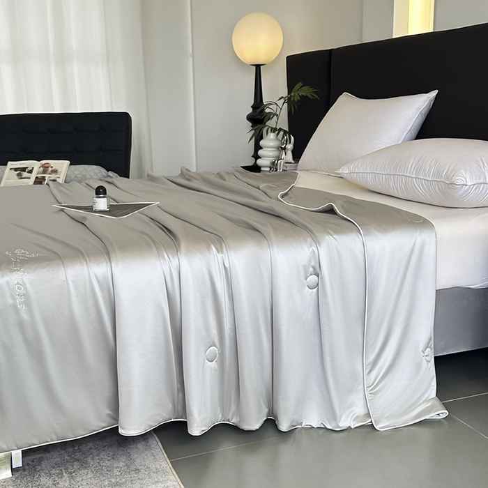 91家纺网 家纺一手货源 找家纺 织布人 2025新款夏被凉感丝大豆被夏凉被单人被轻奢学生宿舍空调被子被芯 凉感丝大豆夏被-奢华灰