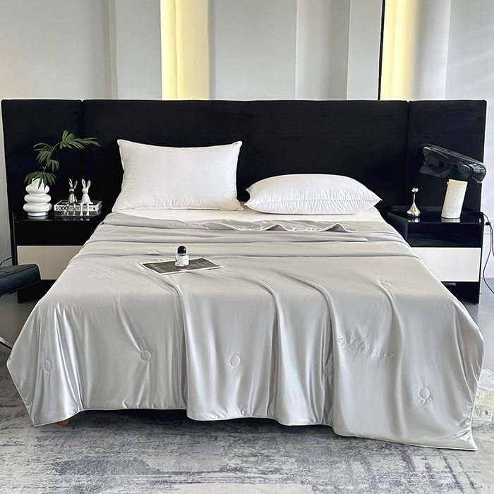 91家纺网 家纺一手货源 找家纺 织布人 2025新款夏被凉感丝大豆被夏凉被单人被轻奢学生宿舍空调被子被芯 凉感丝大豆夏被-奢华灰