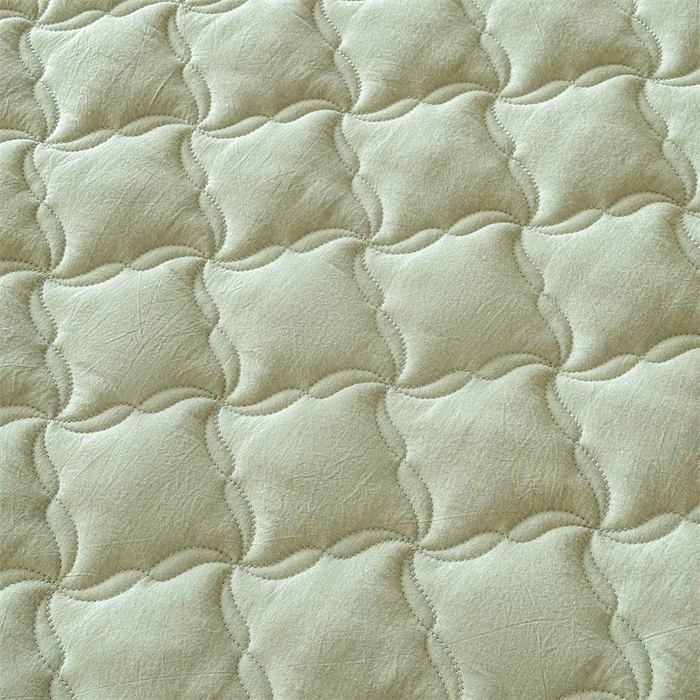 91家纺网 家纺一手货源 找家纺 3C 2025新款全棉水洗棉抗菌夹棉床垫褥子床护垫 波浪格-抹茶绿