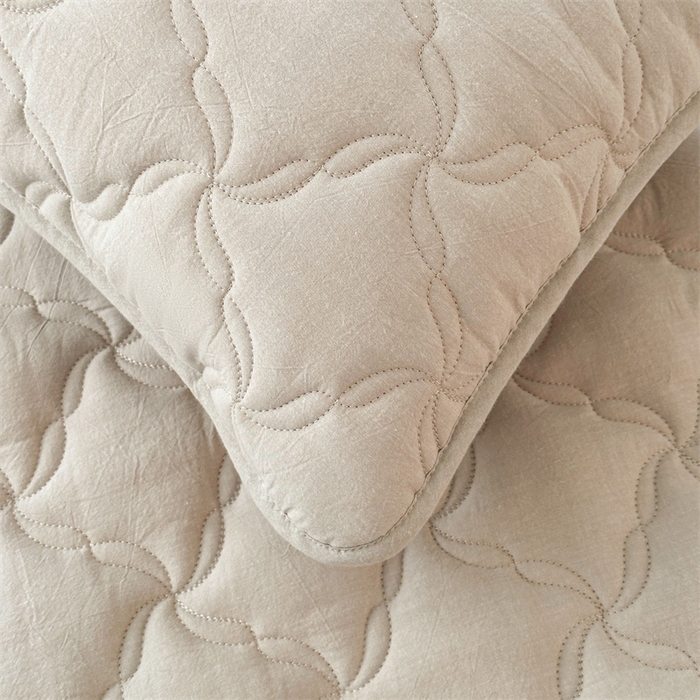 91家纺网 家纺一手货源 找家纺 3C 2025新款全棉水洗棉抗菌夹棉床垫褥子床护垫 波浪格-浅卡其