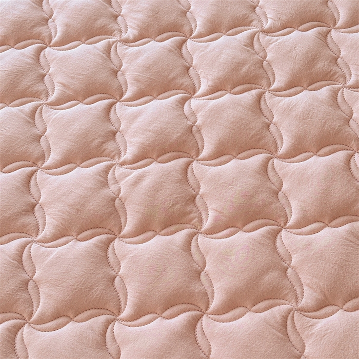 91家纺网 家纺一手货源 找家纺 3C 2025新款全棉水洗棉抗菌夹棉床垫褥子床护垫 波浪格-清新粉