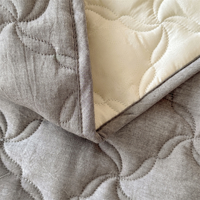 91家纺网 家纺一手货源 找家纺 3C 2025新款全棉水洗棉抗菌夹棉床垫褥子床护垫 波浪格-星空灰